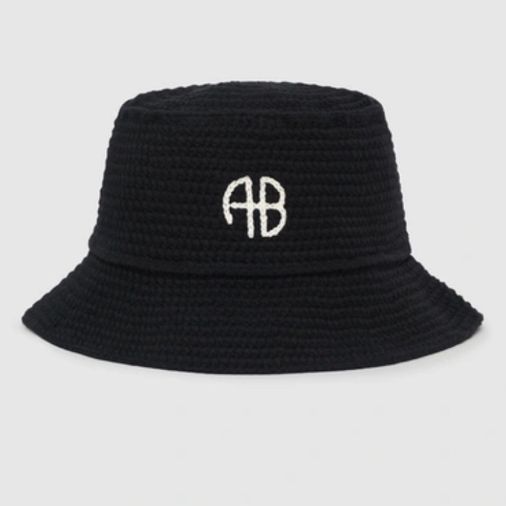 Anine Bing Black Darra Crochet Bucket Size Medium/Large